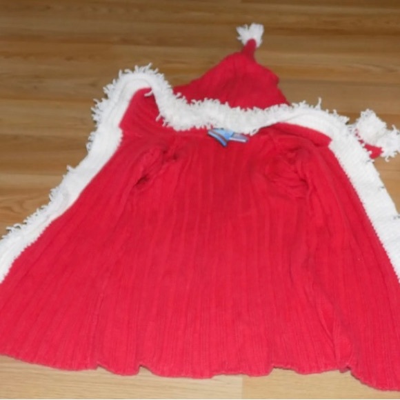 Size 24 Months Nick Nack Patty Wack Red Ivory Trim Hooded Sweater Jacket Coat - Picture 3 of 6